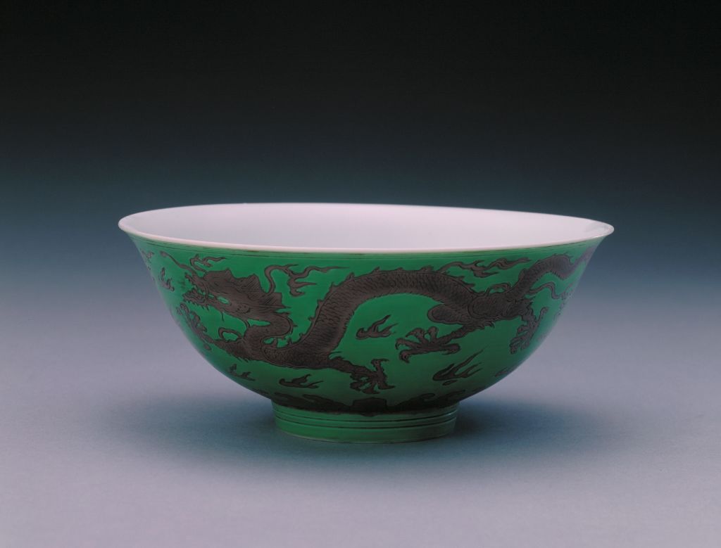 图片[1]-Green purple sea water cloud dragon bowl-China Archive